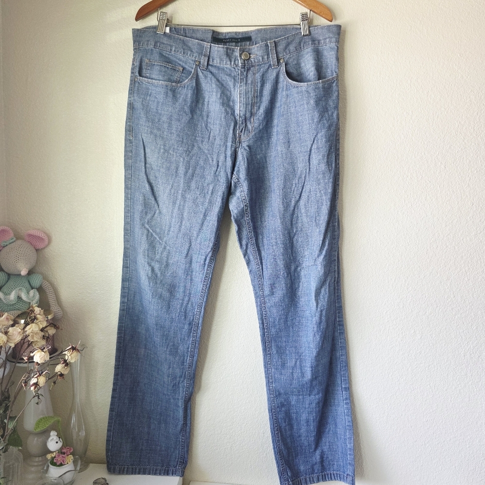 Perry Ellis Men's 38x32 Blue Lightweight Cotton JEANS